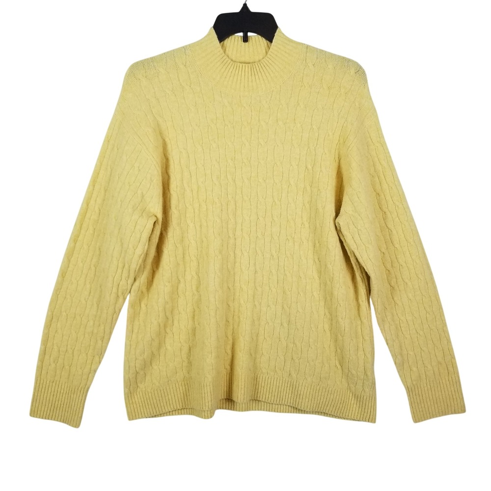J. Crew Extra-Soft Yellow Cable Knit Mock Neck Sweater Womens 2X Pullover